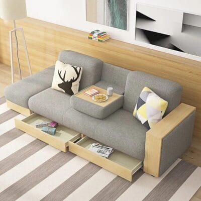 Ghế Sofa Giường Ngủ Màu Xám Có Ngăn Chứa